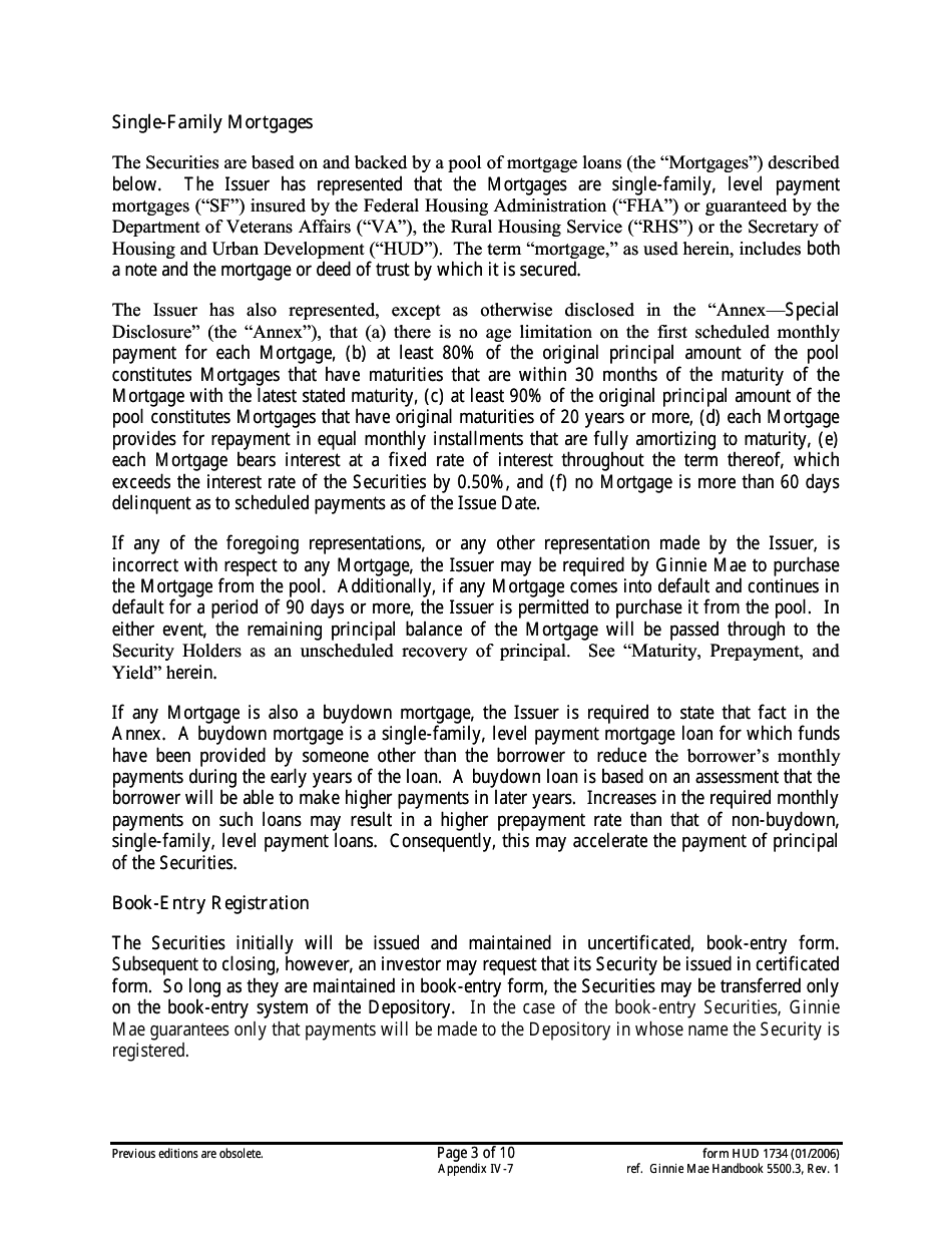 Form HUD-1734 Prospectus Ginnie Mae I Serial Note Securities, Page 3