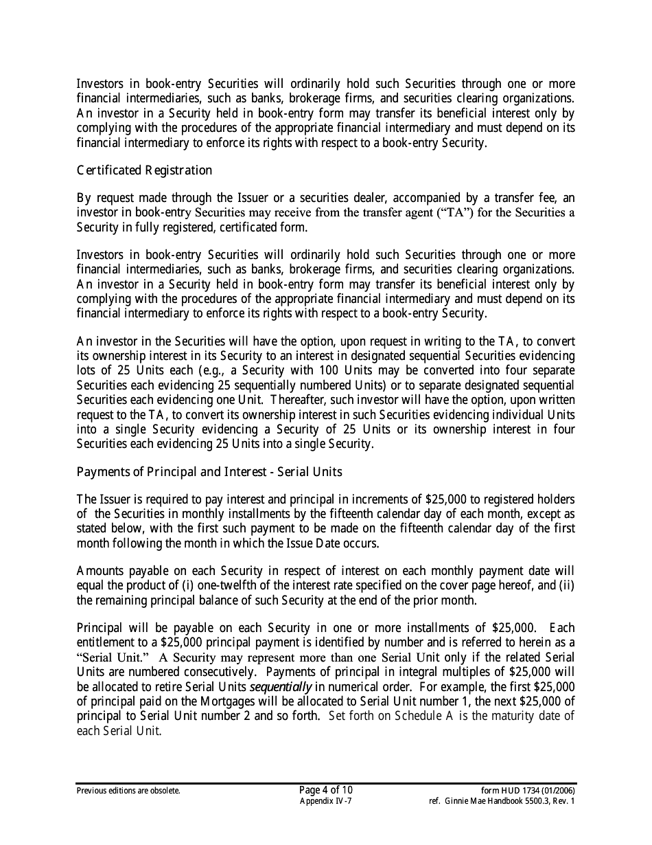 Form HUD-1734 Prospectus Ginnie Mae I Serial Note Securities, Page 4