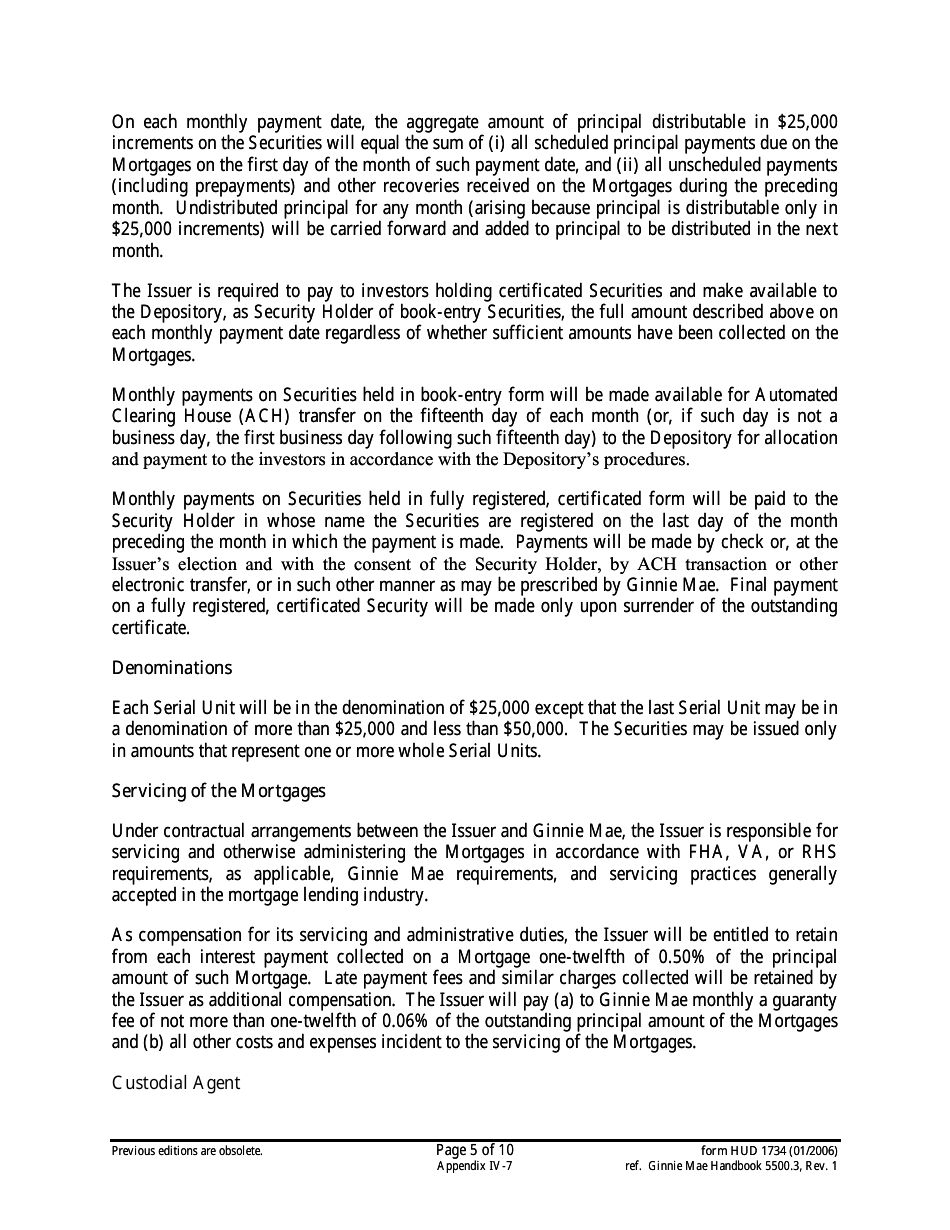 Form HUD-1734 Prospectus Ginnie Mae I Serial Note Securities, Page 5