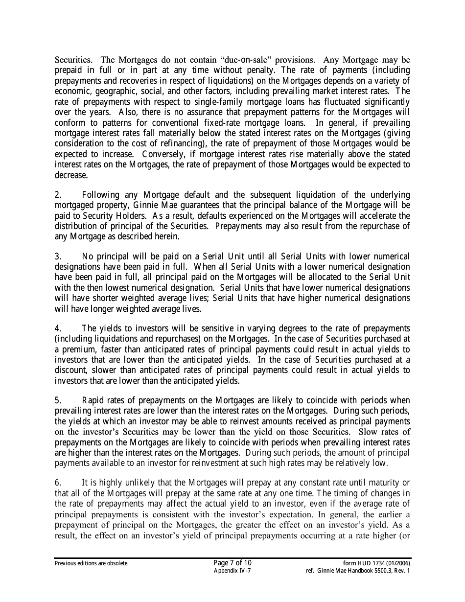 Form HUD-1734 Prospectus Ginnie Mae I Serial Note Securities, Page 7