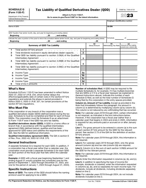 IRS Form 1120-F Schedule Q 2023 Printable Pdf