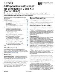 Document preview: Instructions for IRS Form 1120-S Schedule K-2, K-3, 2023