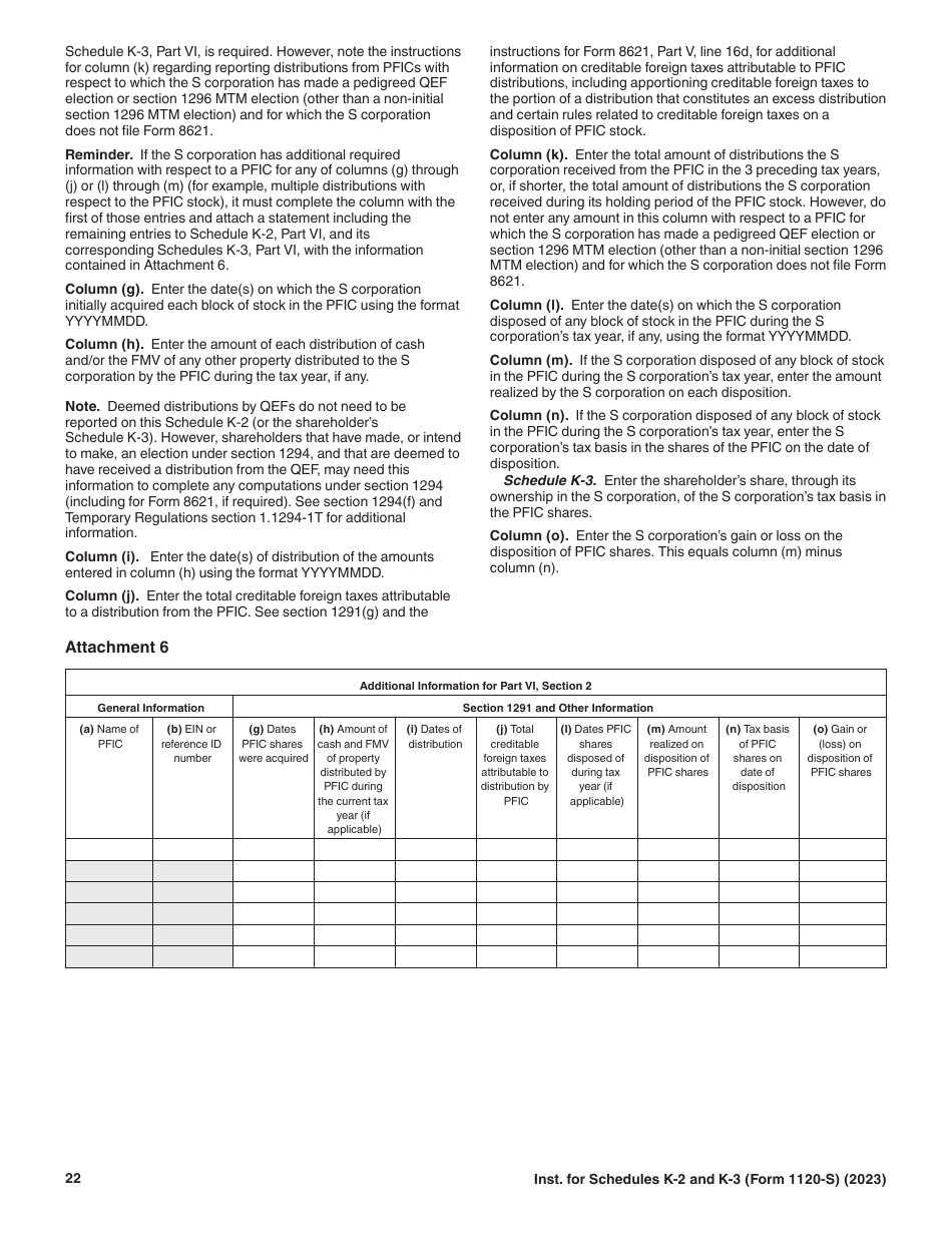 Instructions for IRS Form 1120-S Schedule K-2, K-3, Page 22