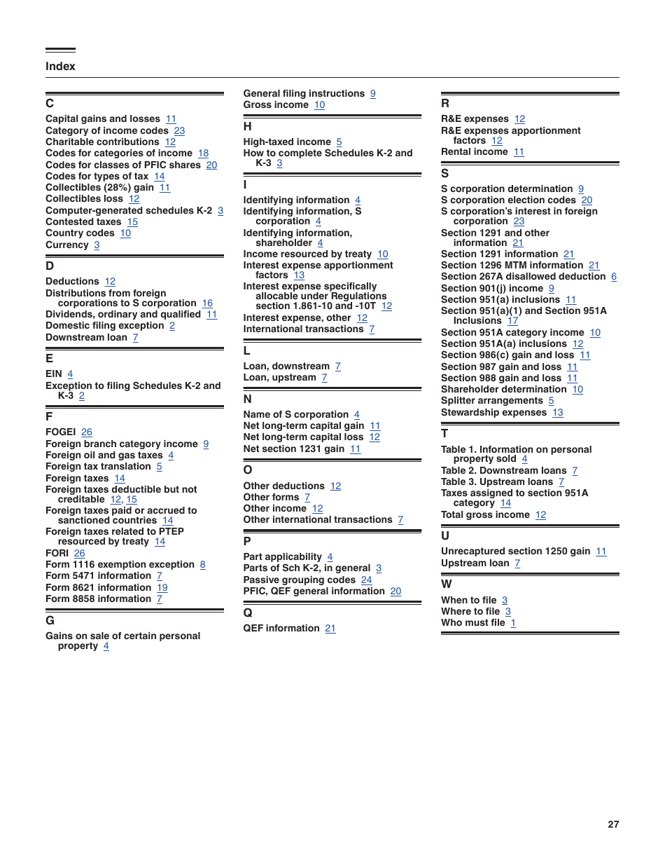 Instructions for IRS Form 1120-S Schedule K-2, K-3, Page 27