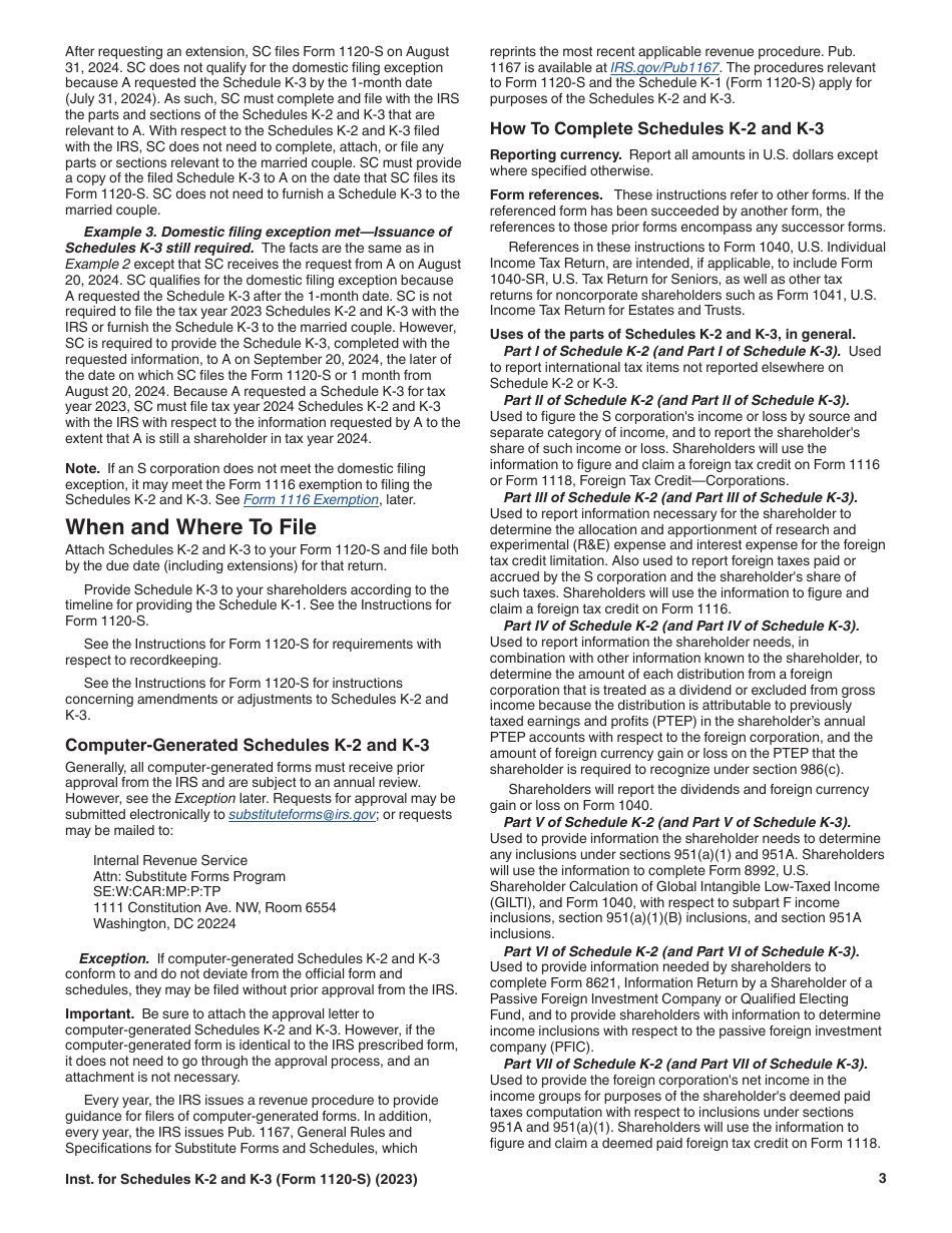 Instructions for IRS Form 1120-S Schedule K-2, K-3, Page 3
