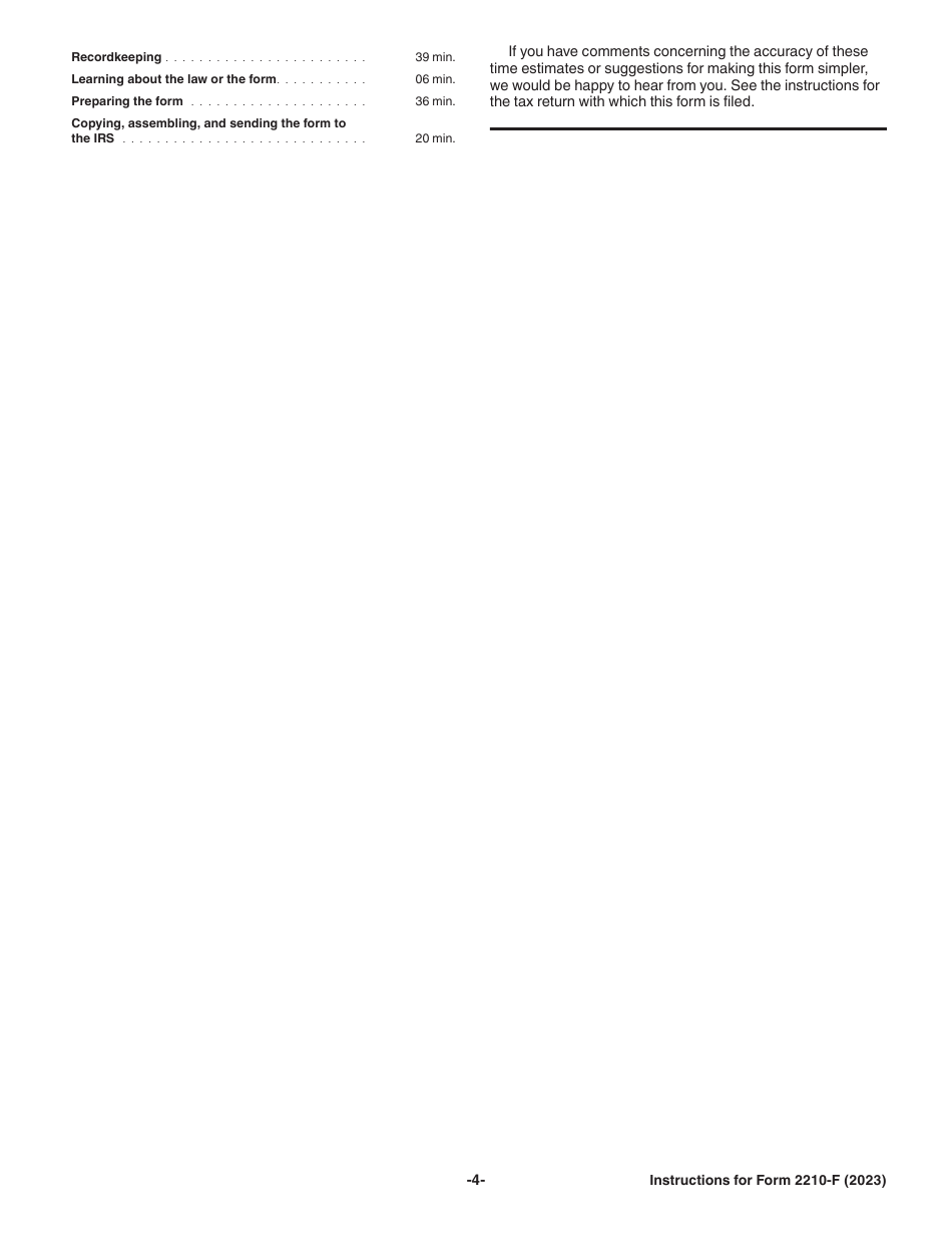 Instructions for IRS Form 2210-F Underpayment of Estimated Tax by Farmers and Fishermen, Page 4