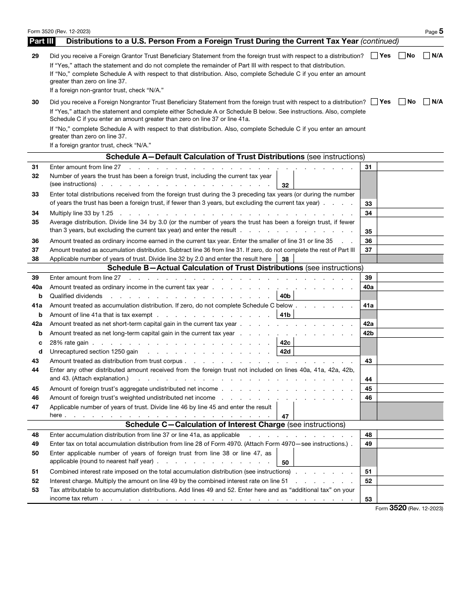 IRS Form 3520 Annual Return to Report Transactions With Foreign Trusts and Receipt of Certain Foreign Gifts, Page 5