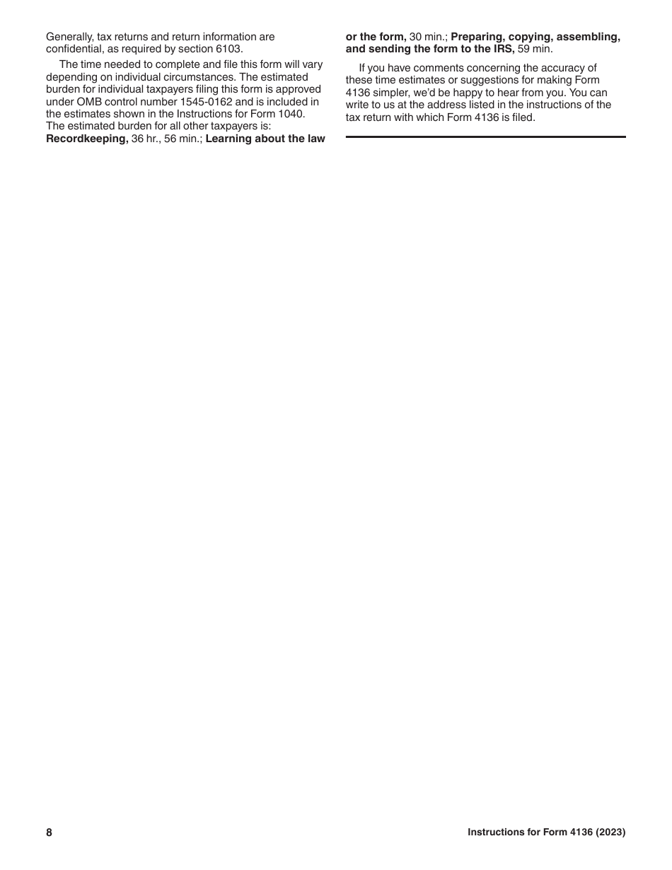 Instructions for IRS Form 4136 Credit for Federal Tax Paid on Fuels, Page 8