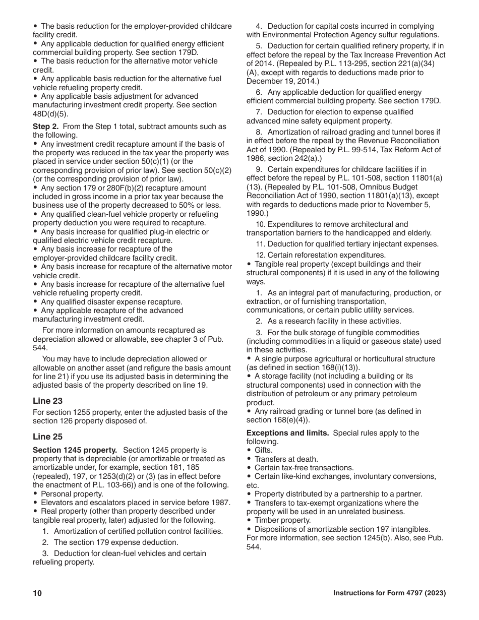 Instructions for IRS Form 4797 Sales of Business Property, Page 10