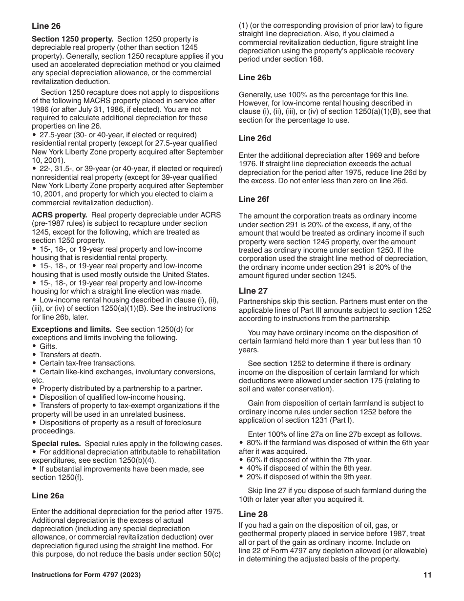 Instructions for IRS Form 4797 Sales of Business Property, Page 11