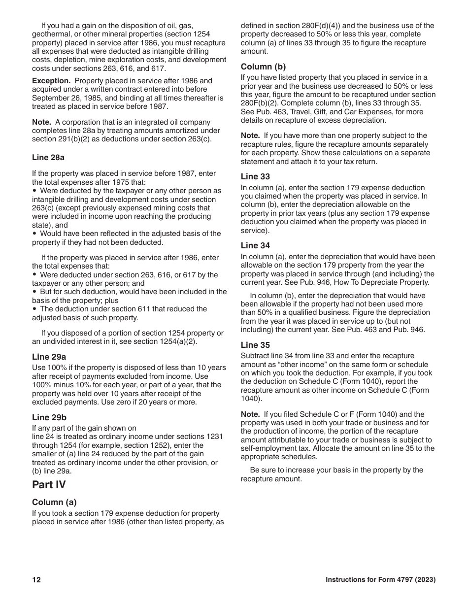 Instructions for IRS Form 4797 Sales of Business Property, Page 12