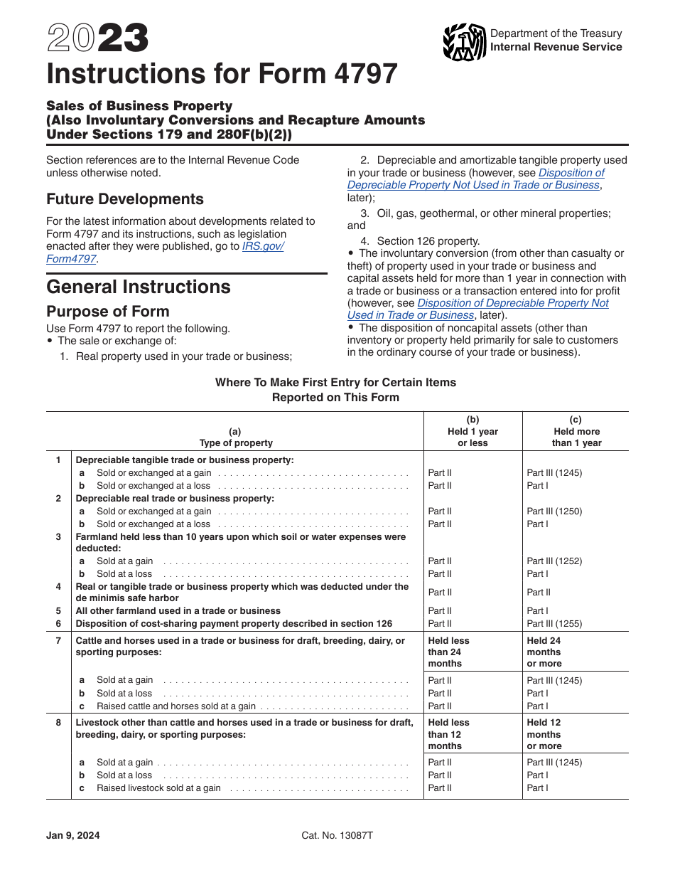 Instructions for IRS Form 4797 Sales of Business Property, Page 1