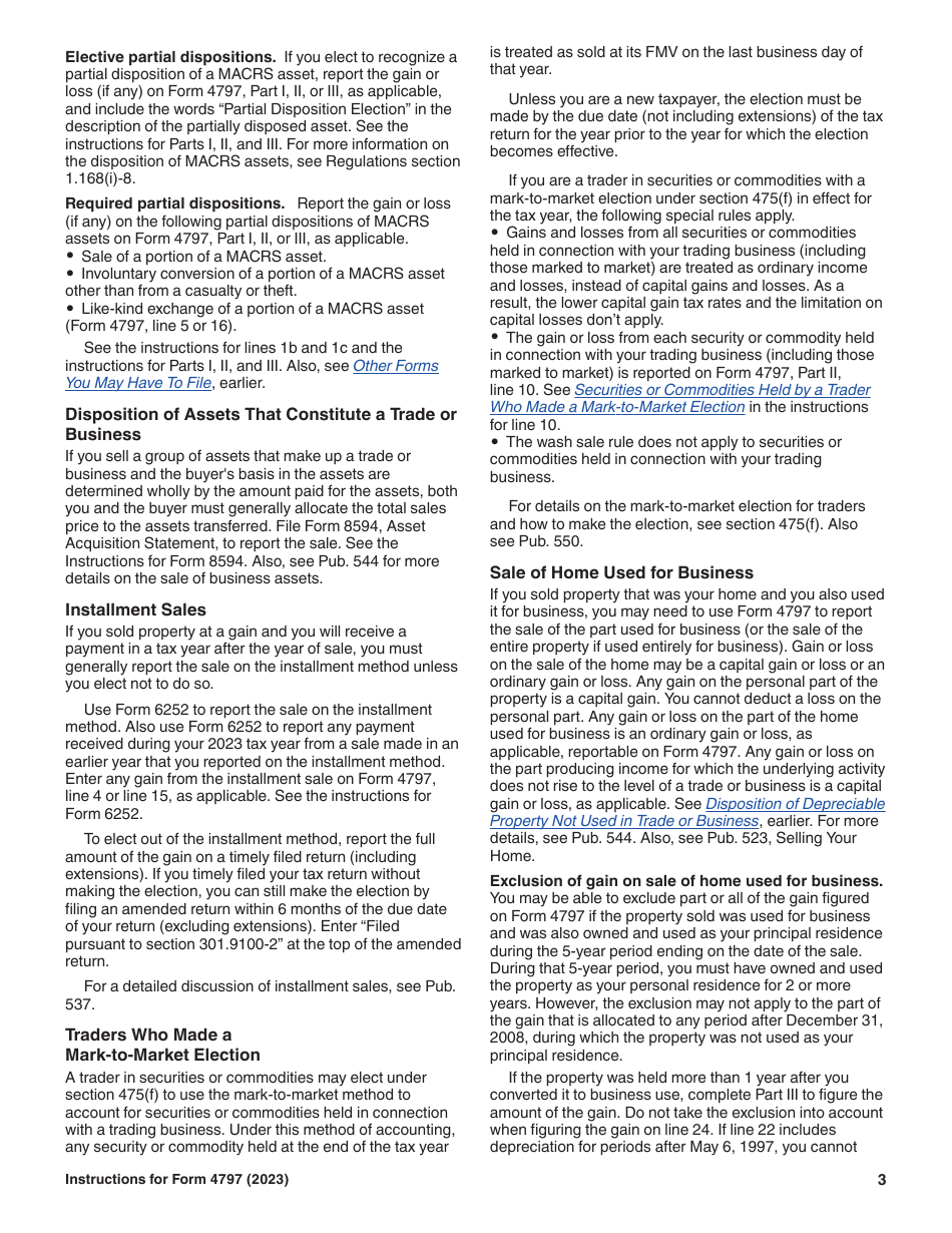 Instructions for IRS Form 4797 Sales of Business Property, Page 3