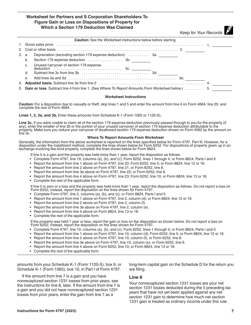 Instructions for IRS Form 4797 Sales of Business Property, Page 7
