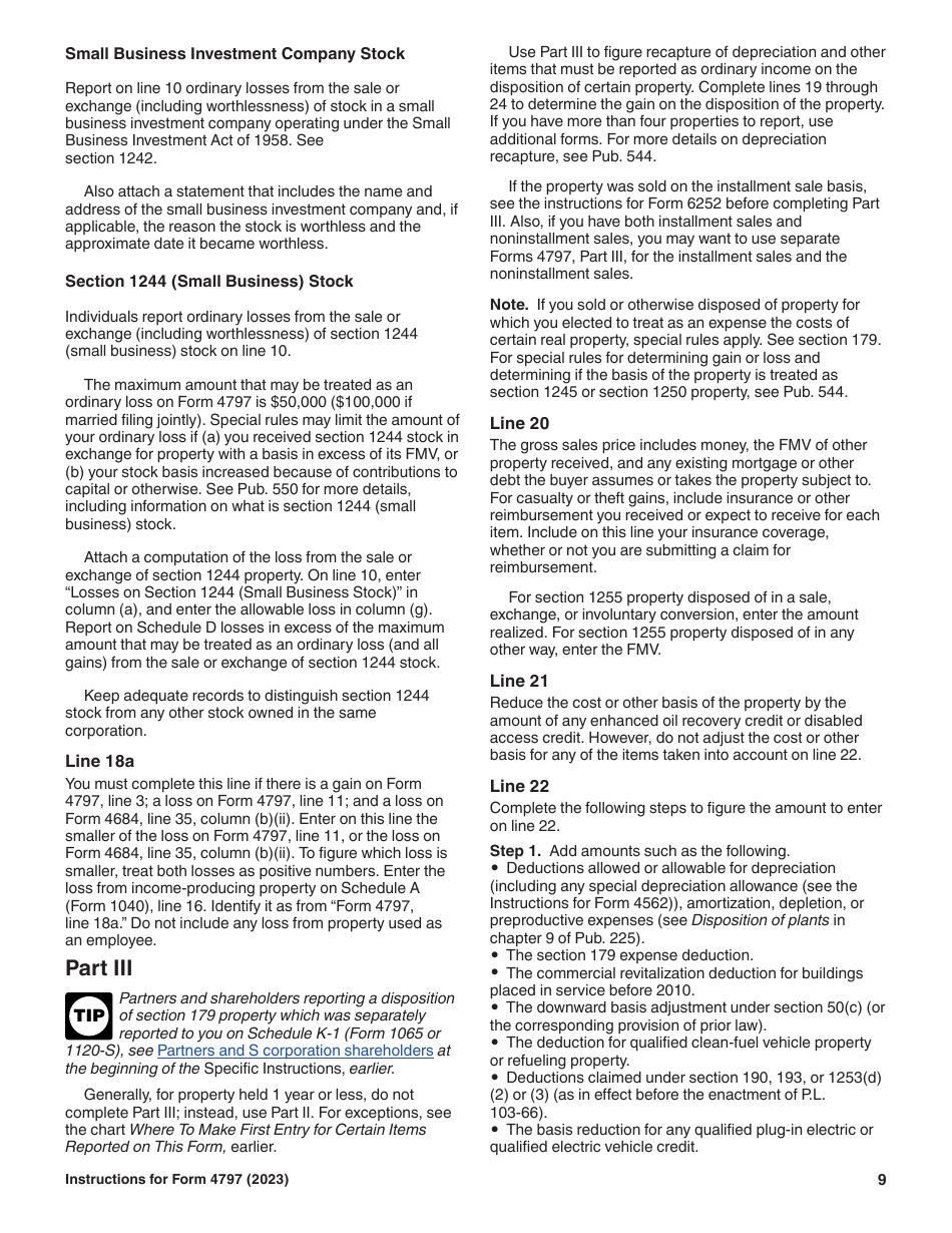 Instructions for IRS Form 4797 Sales of Business Property, Page 9