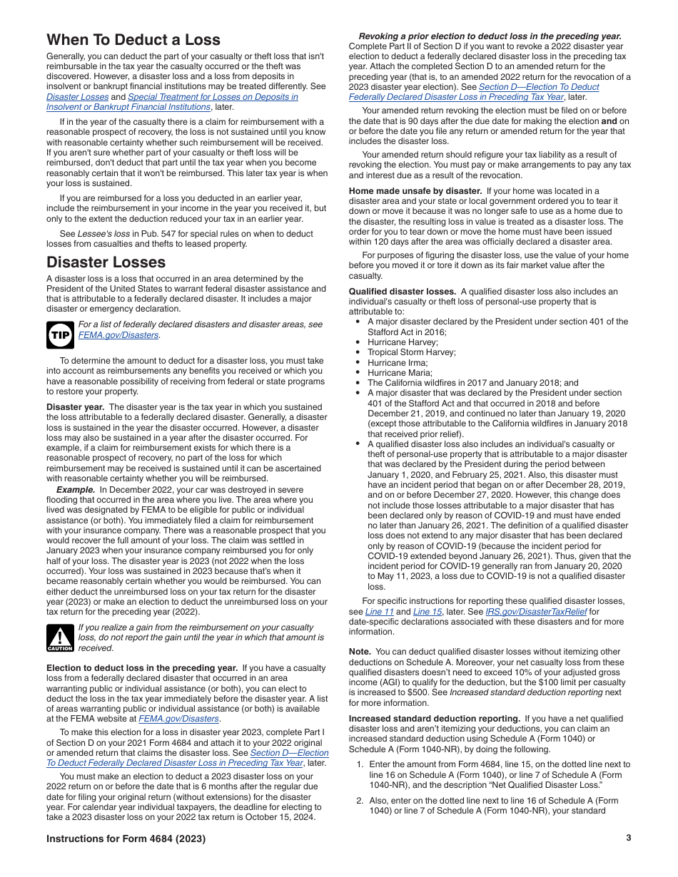 Instructions for IRS Form 4684 Casualties and Thefts, Page 3