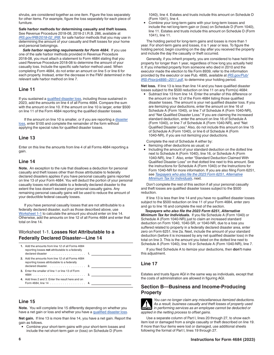 Download Instructions For Irs Form 4684 Casualties And Thefts Pdf 2023 2018 — 2024 Templateroller 6940