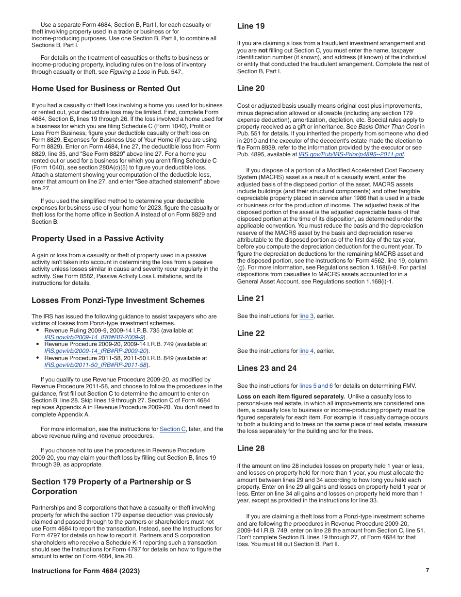 Instructions for IRS Form 4684 Casualties and Thefts, Page 7