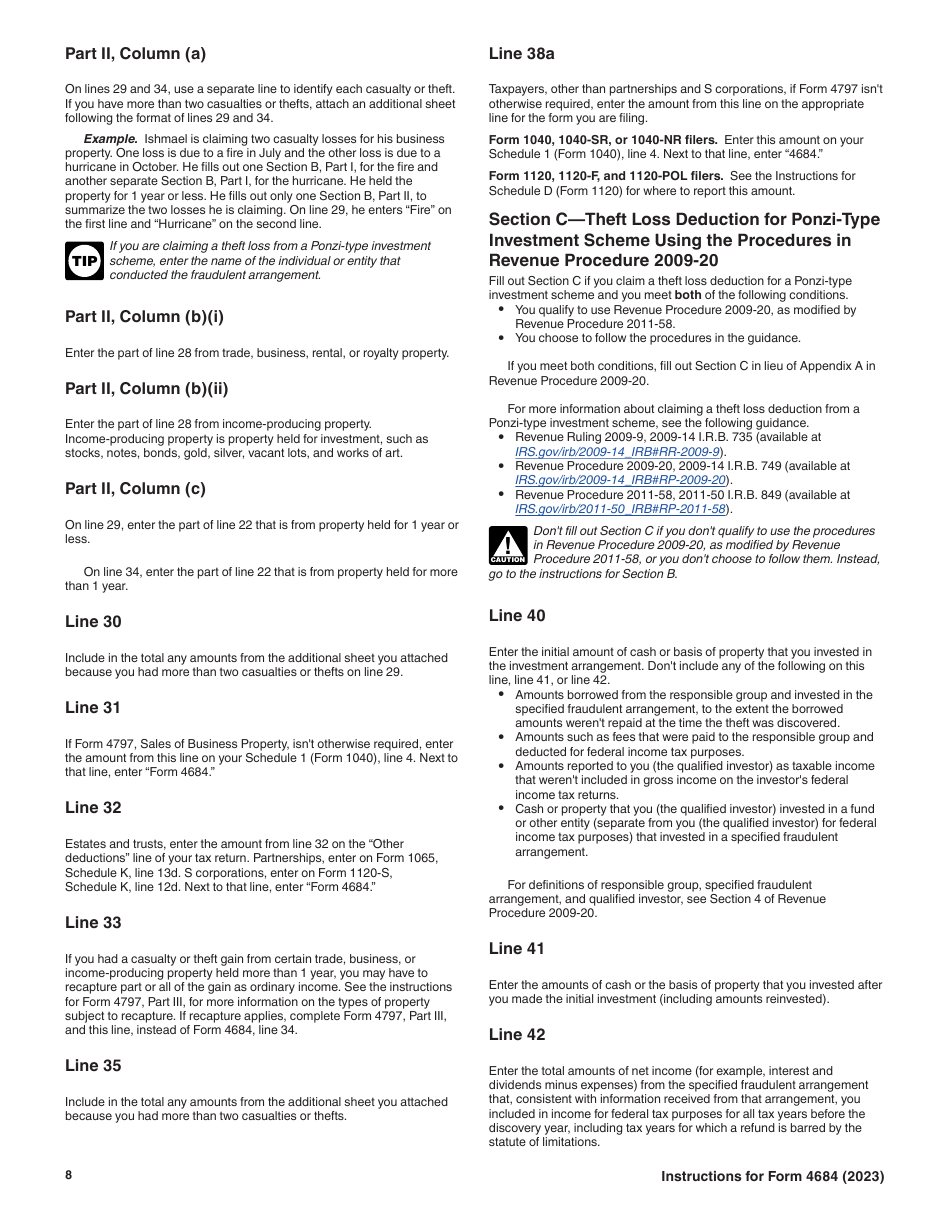 Instructions for IRS Form 4684 Casualties and Thefts, Page 8