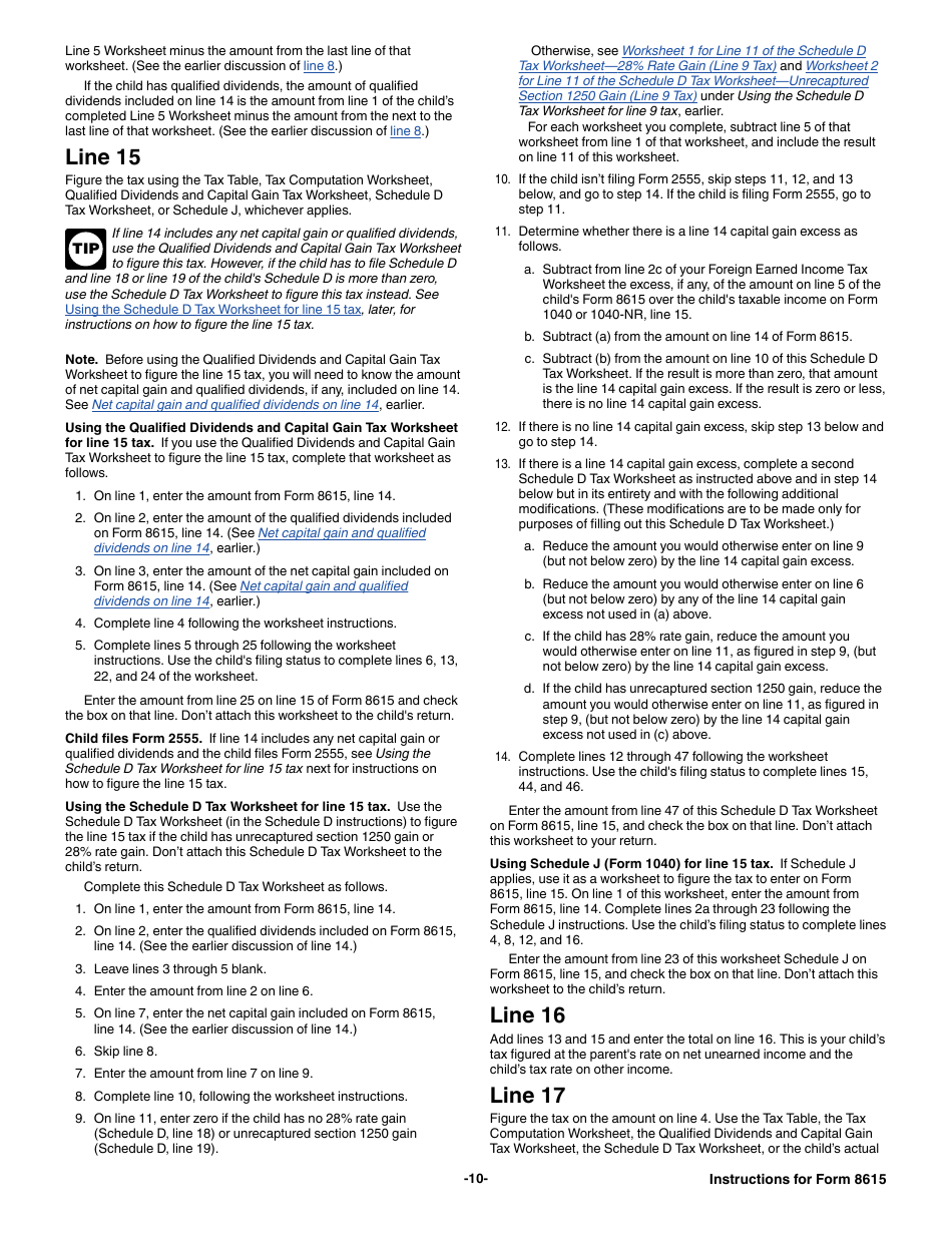 Instructions for IRS Form 8615 Tax for Certain Children Who Have Unearned Income, Page 10