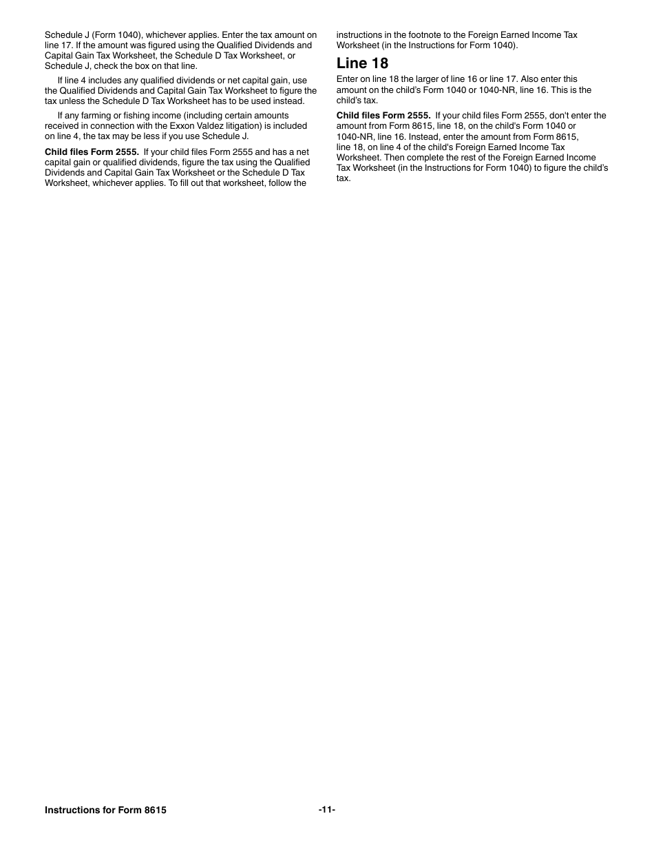 Instructions for IRS Form 8615 Tax for Certain Children Who Have Unearned Income, Page 11