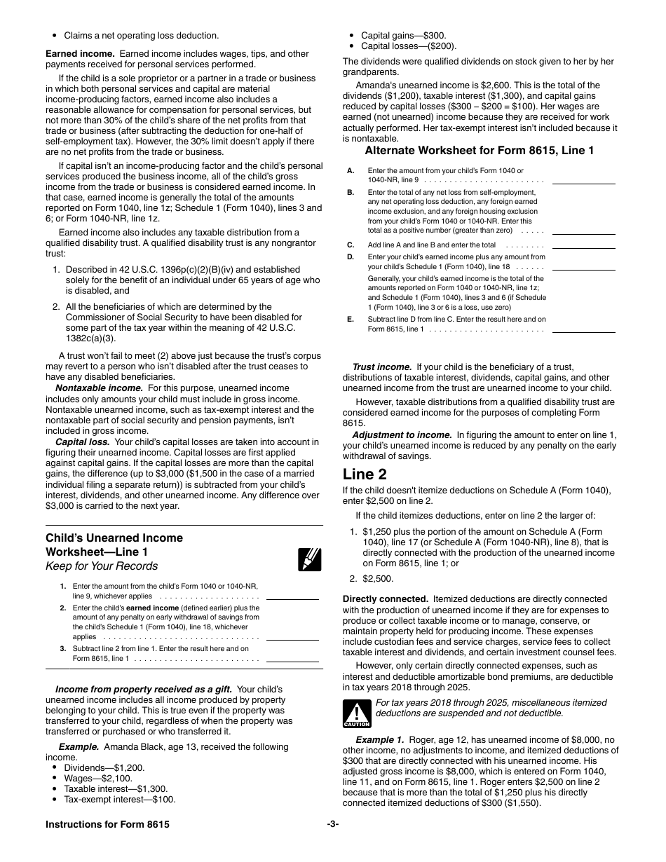 Instructions for IRS Form 8615 Tax for Certain Children Who Have Unearned Income, Page 3