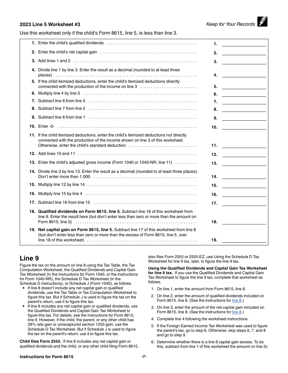 Download Instructions for IRS Form 8615 Tax for Certain Children Who ...