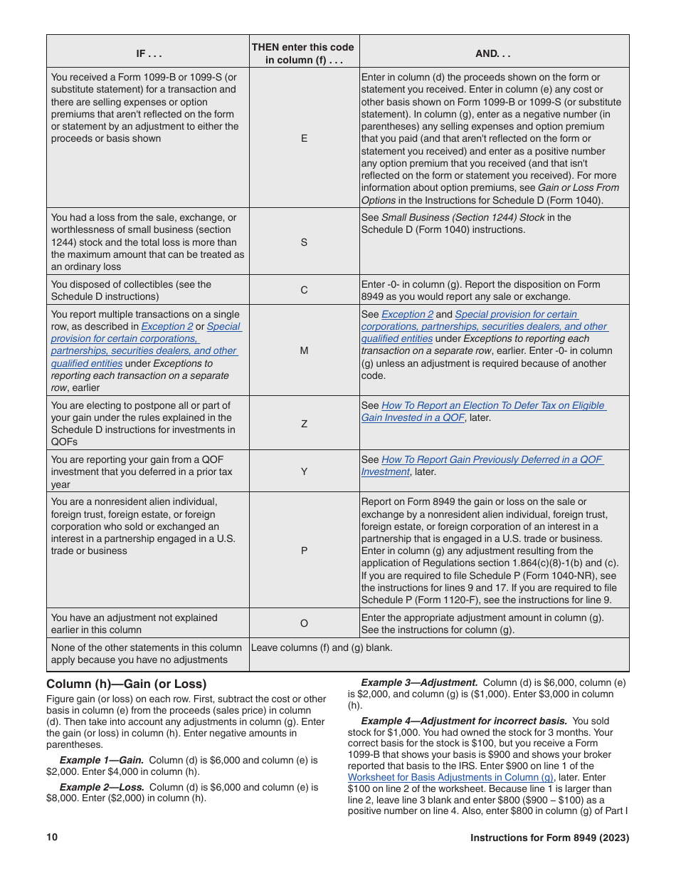Instructions for IRS Form 8949 Sales and Other Dispositions of Capital Assets, Page 10