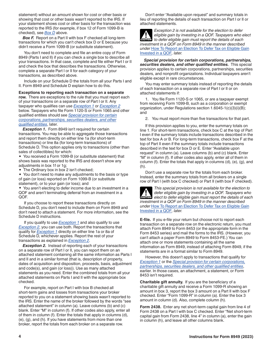 Instructions for IRS Form 8949 Sales and Other Dispositions of Capital Assets, Page 4