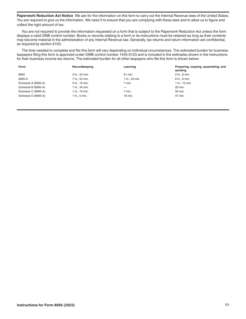 Instructions for IRS Form 8995 Qualified Business Income Deduction Simplified Computation, Page 11