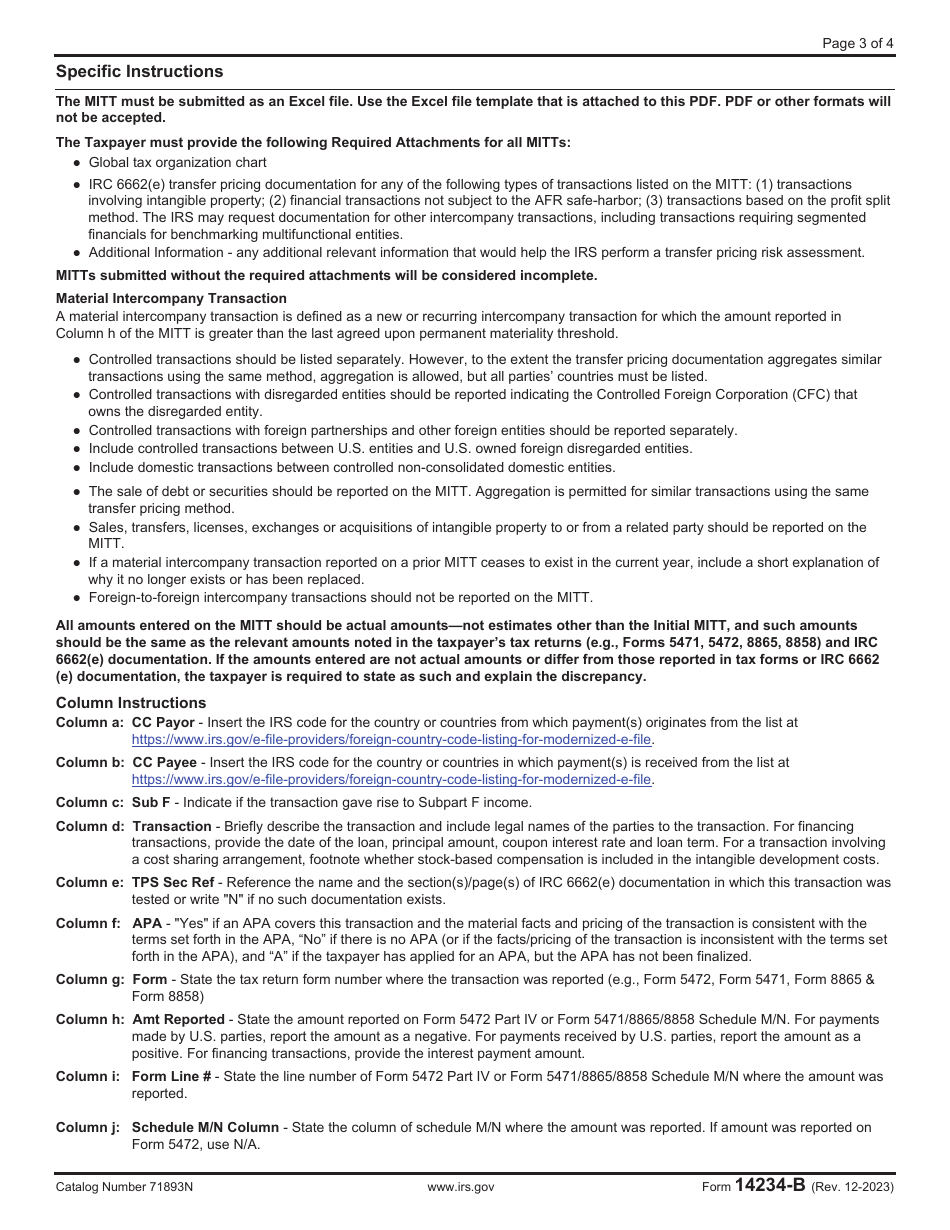 IRS Form 14234-B Material Intercompany Transactions Template (Mitt), Page 3