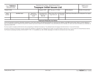 Document preview: IRS Form 14234-C Taxpayer Initial Issues List
