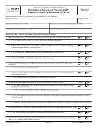 Document preview: IRS Form 14234-A Compliance Assurance Process (CAP) Research Credit Questionnaire (Crcq)