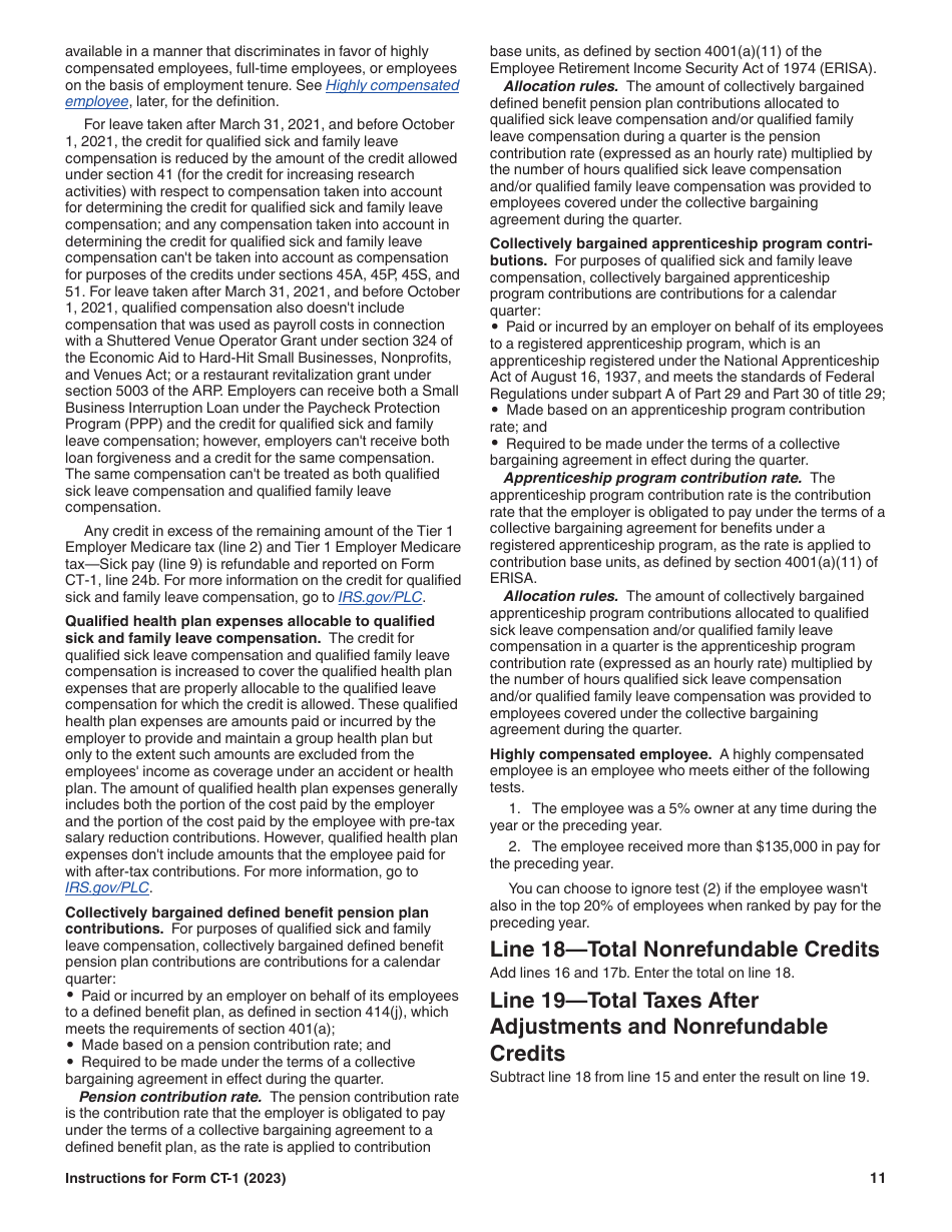 Instructions for IRS Form CT-1 Employers Annual Railroad Retirement Tax Return, Page 11