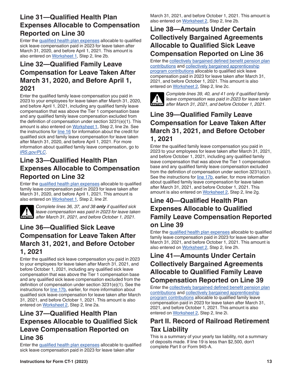 Instructions for IRS Form CT-1 Employers Annual Railroad Retirement Tax Return, Page 13