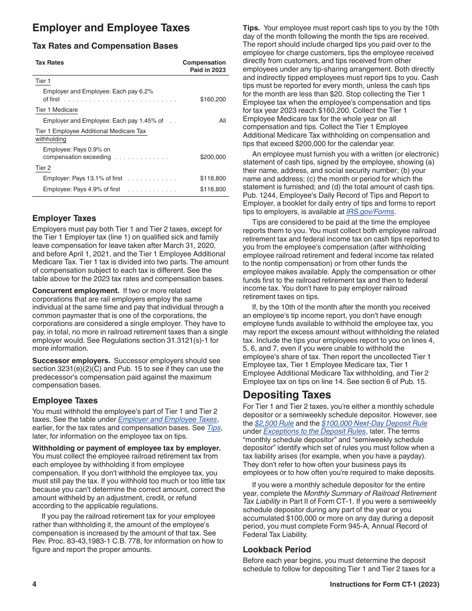 Instructions for IRS Form CT-1 Employers Annual Railroad Retirement Tax Return, Page 4