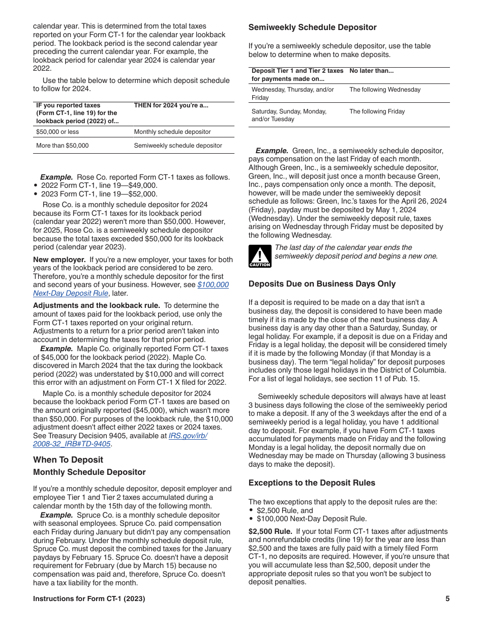 Instructions for IRS Form CT-1 Employers Annual Railroad Retirement Tax Return, Page 5