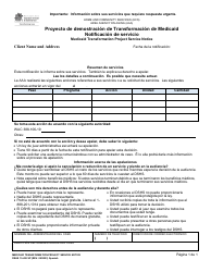 Document preview: DSHS Formulario 15-492 Proyecto De Demostracion De Transformacion De Medicaid Notificacion De Servicio - Washington (Spanish)