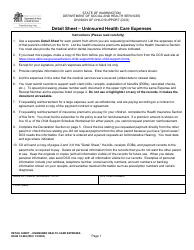 Document preview: DSHS Form 18-682 Detail Sheet - Uninsured Health Care Expenses - Washington
