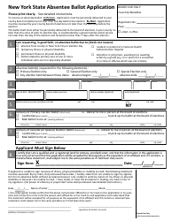 Document preview: New York State Absentee Ballot Application - New York, 2023