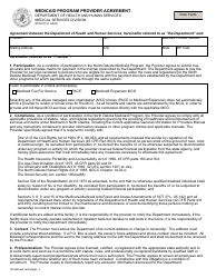 Form SFN615 Medicaid Program Provider Agreement - North Dakota