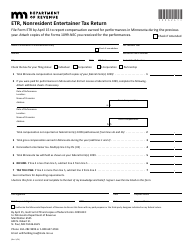 Document preview: Form ETR Nonresident Entertainer Tax Return - Minnesota