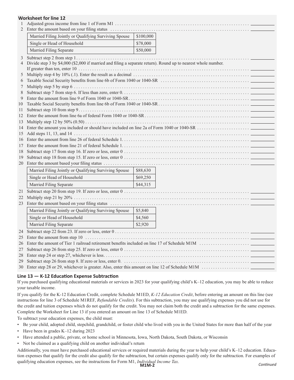 Schedule M1M Download Fillable PDF or Fill Online Additions and