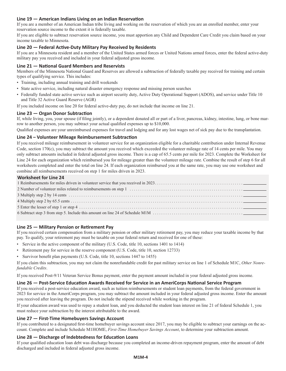 Schedule M1M Download Fillable PDF or Fill Online Additions and