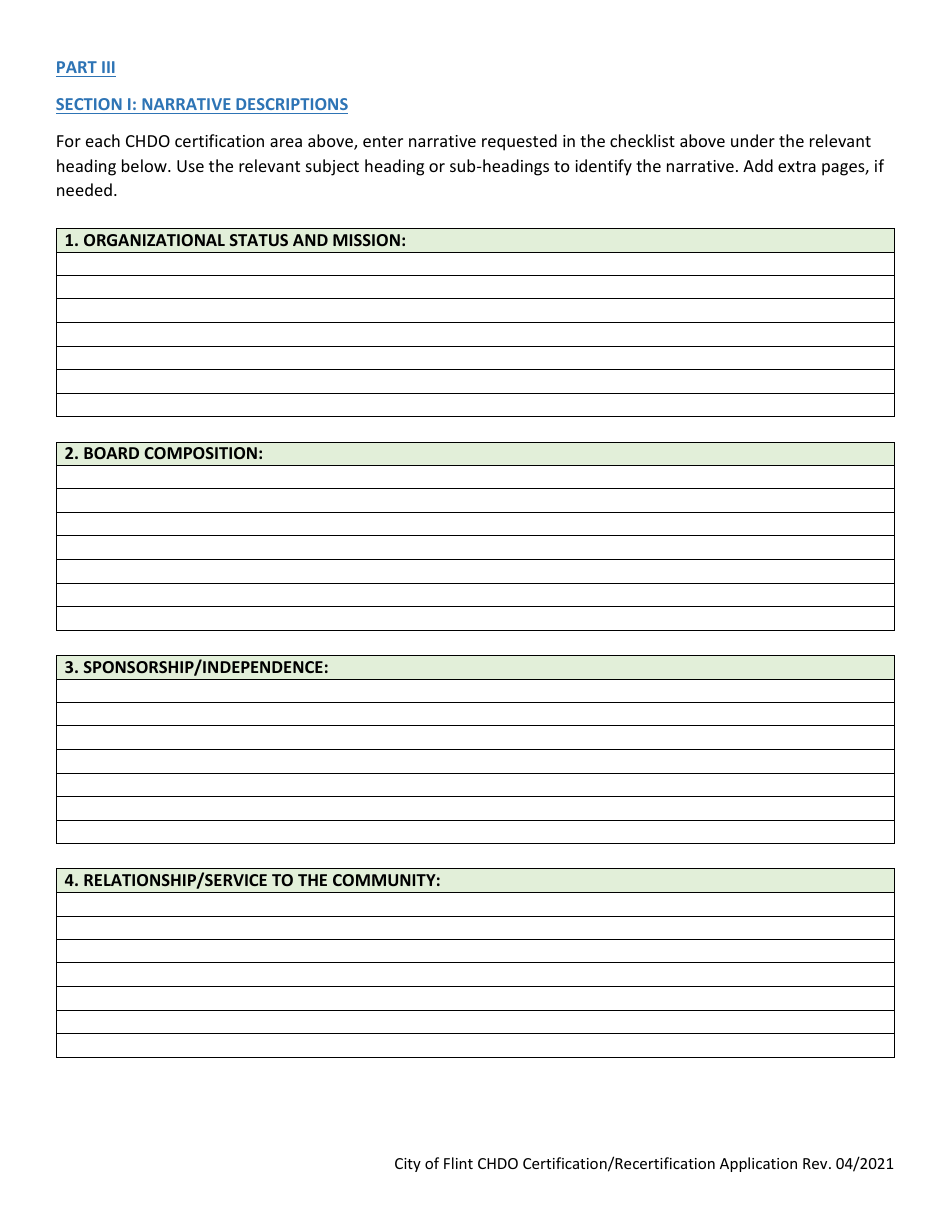 Application for City of Flint Chdo Certification - City of Flint, Michigan, Page 12
