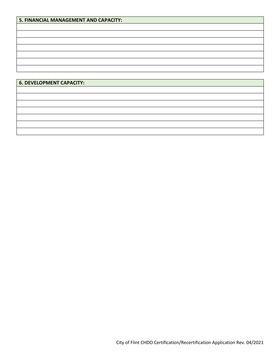 Application for City of Flint Chdo Certification - City of Flint, Michigan, Page 13