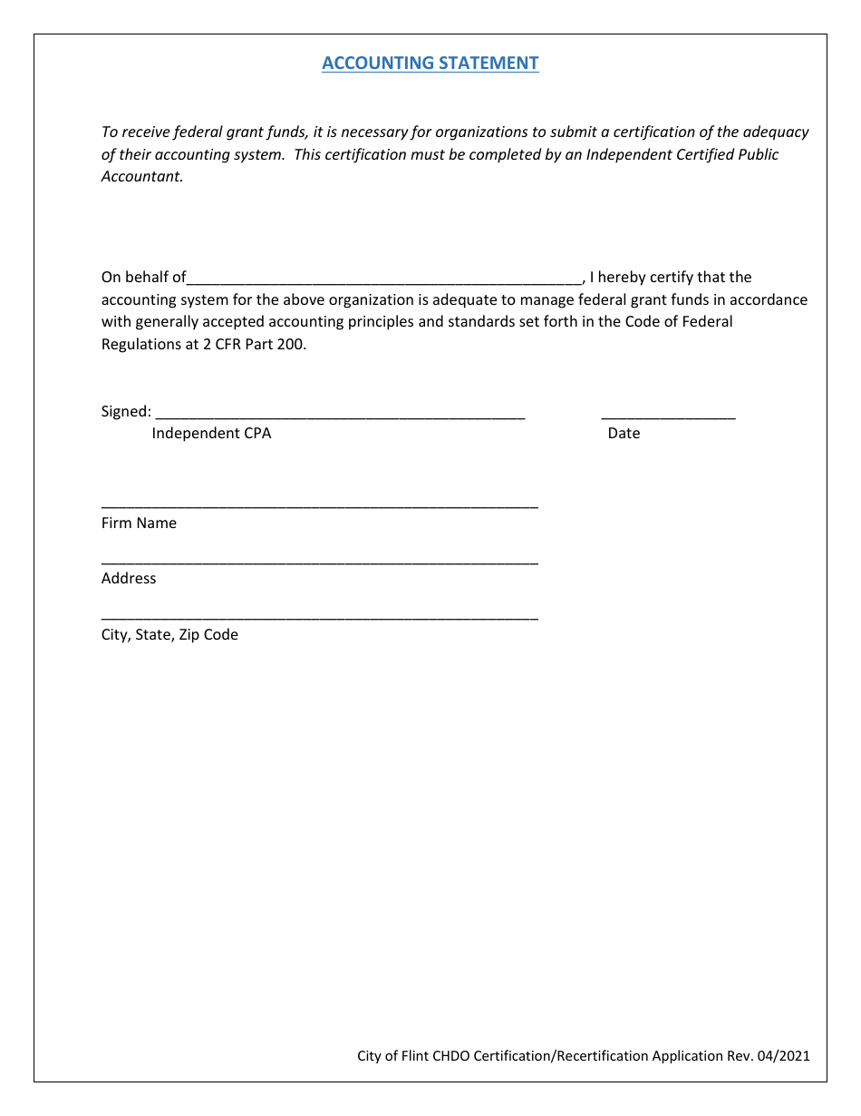 2025 City Of Flint Michigan Application For City Of Flint Chdo Certification Fill Out Sign 0546