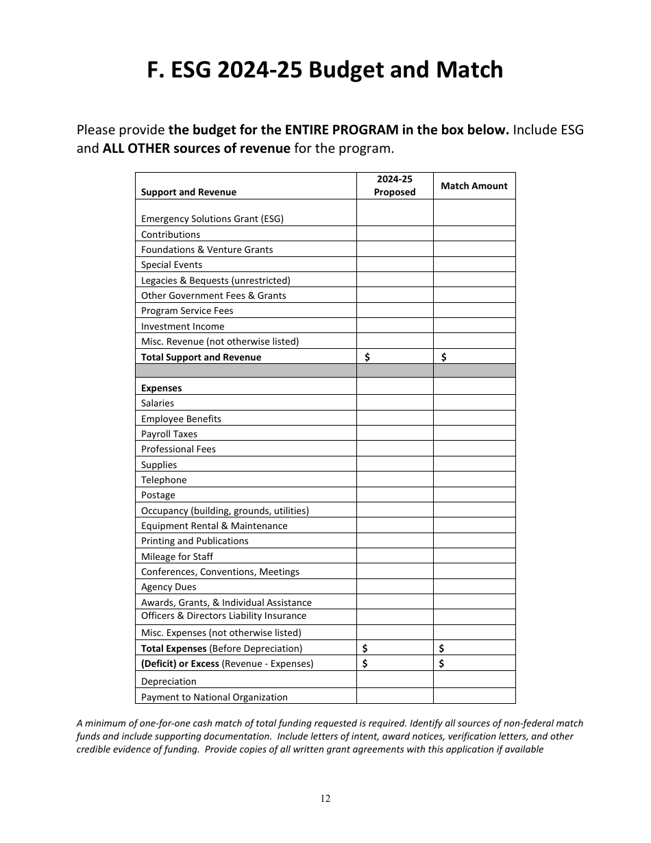 Emergency Solutions Grant (Esg) Request for Proposals (Rfp) - City of Flint, Michigan, Page 12