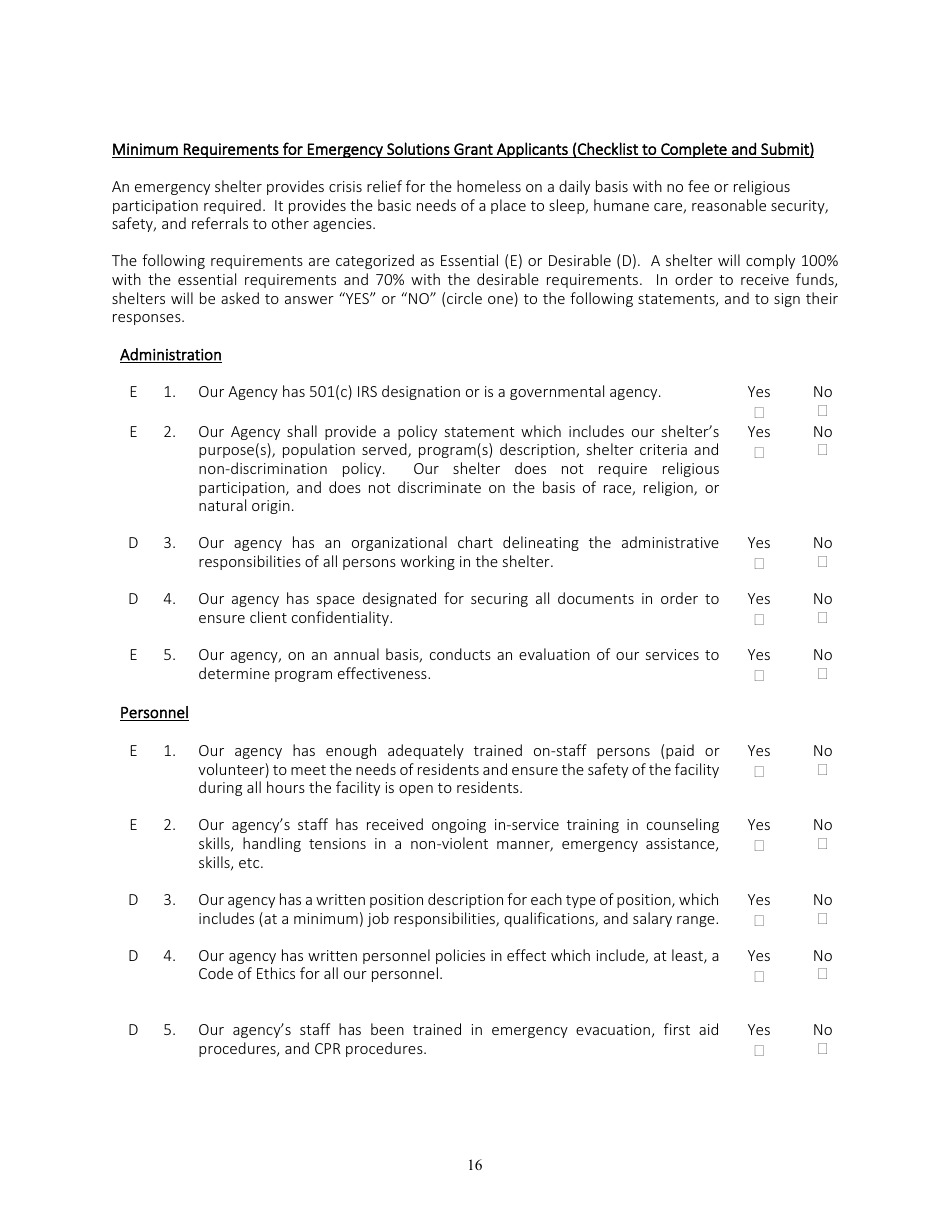 Emergency Solutions Grant (Esg) Request for Proposals (Rfp) - City of Flint, Michigan, Page 16