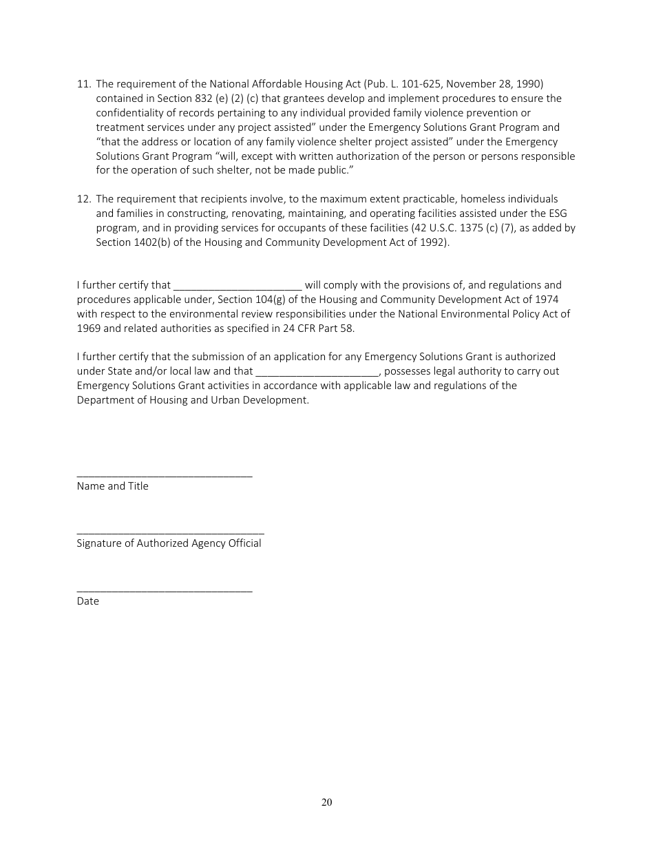 Emergency Solutions Grant (Esg) Request for Proposals (Rfp) - City of Flint, Michigan, Page 20